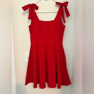 MI AMI Red Fit & Flare Bow Strap Dress Size Medium